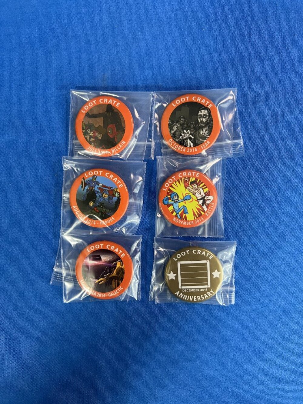 Official Loot Crate Pins July 2014-December 2014 Set Of 6 Pins